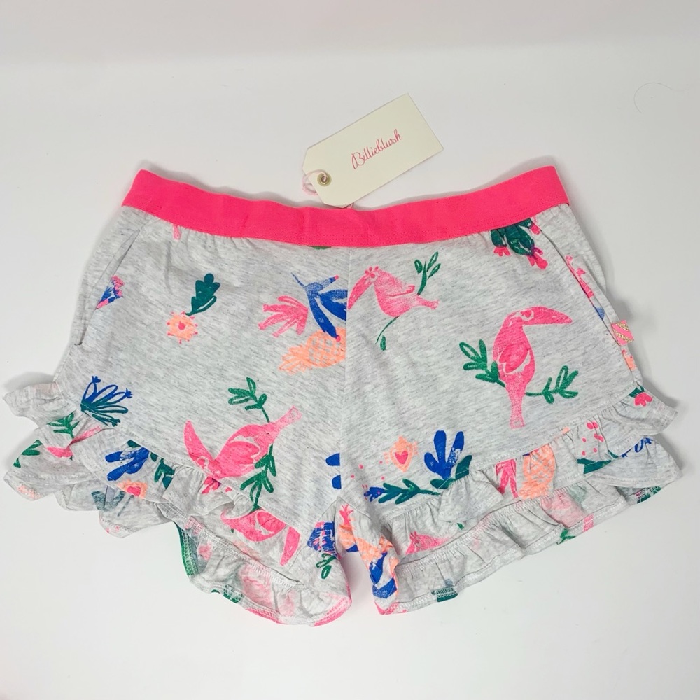 Billieblush Girls Cotton Gray & Pink Toucan Short